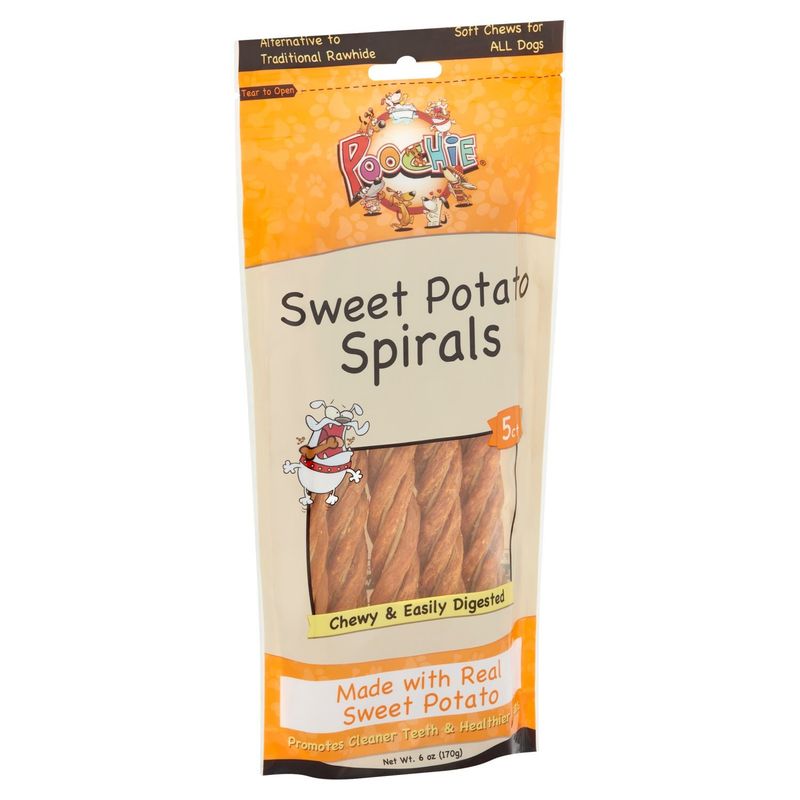 Poochie Sweet Potato Spirals Soft Chews for All Dogs, 5 count, 6 oz