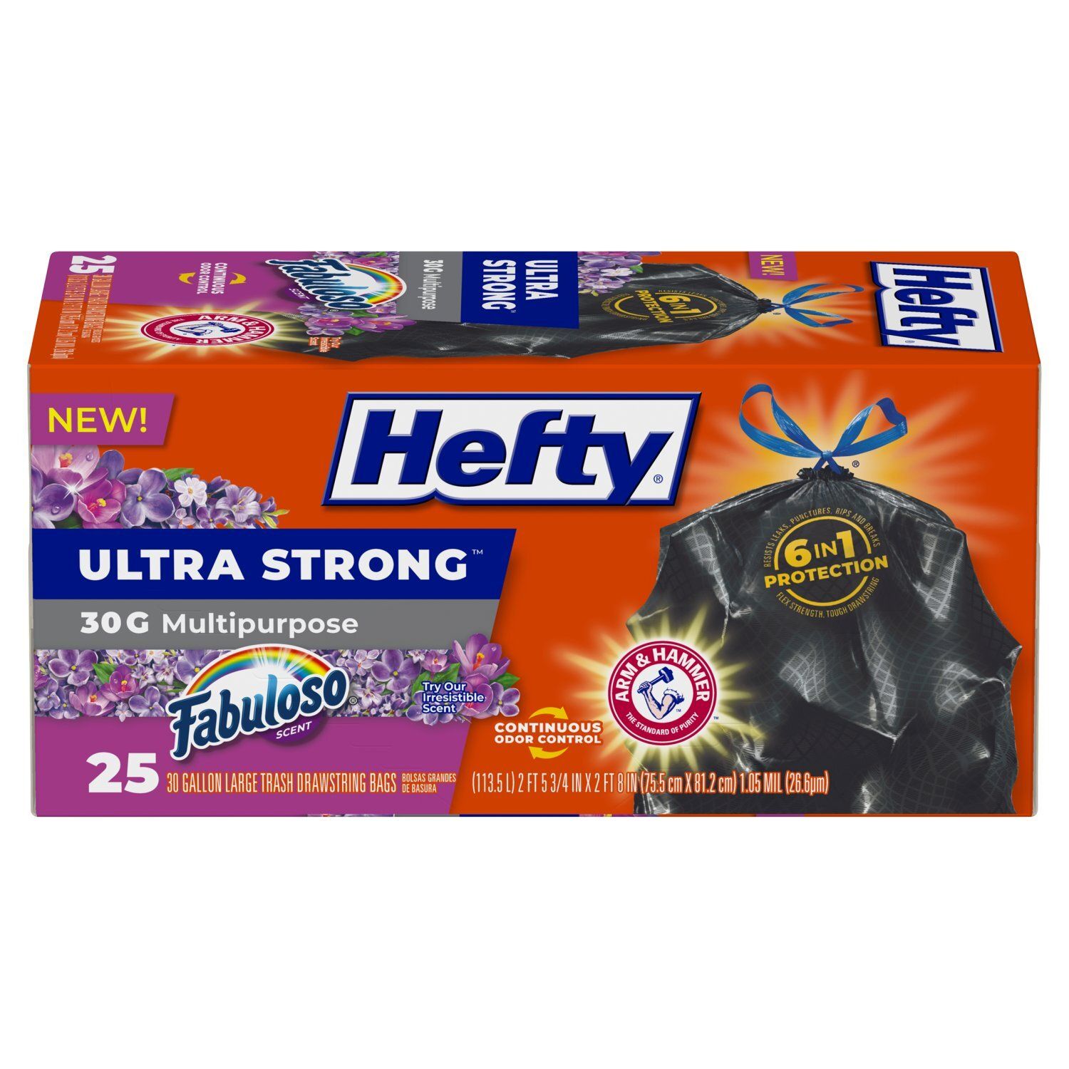 Hefty Ultra Strong 30 Gal Fabuloso Drawstring Trash Bags