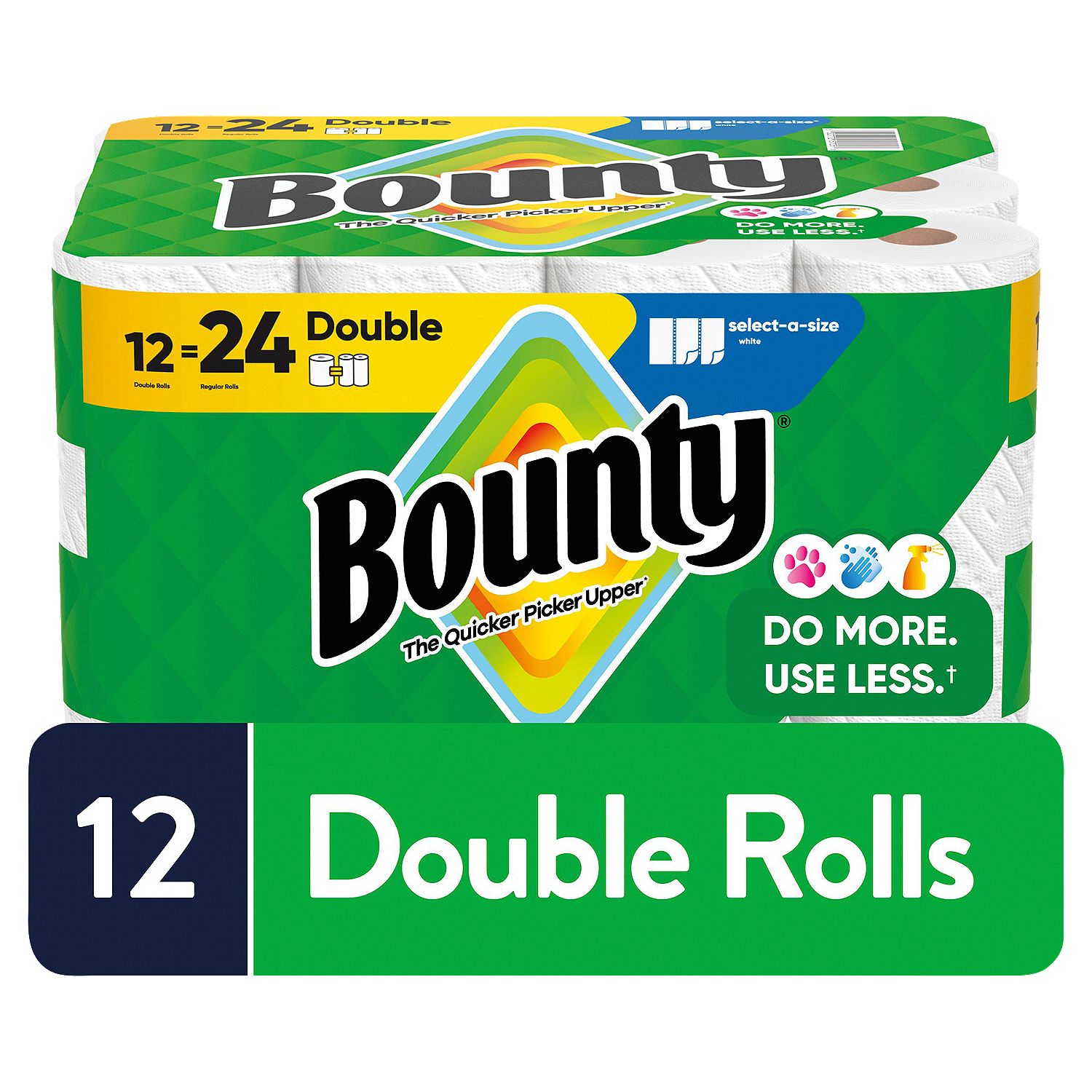 Bounty Double Paper Towel Rolls, 12 count