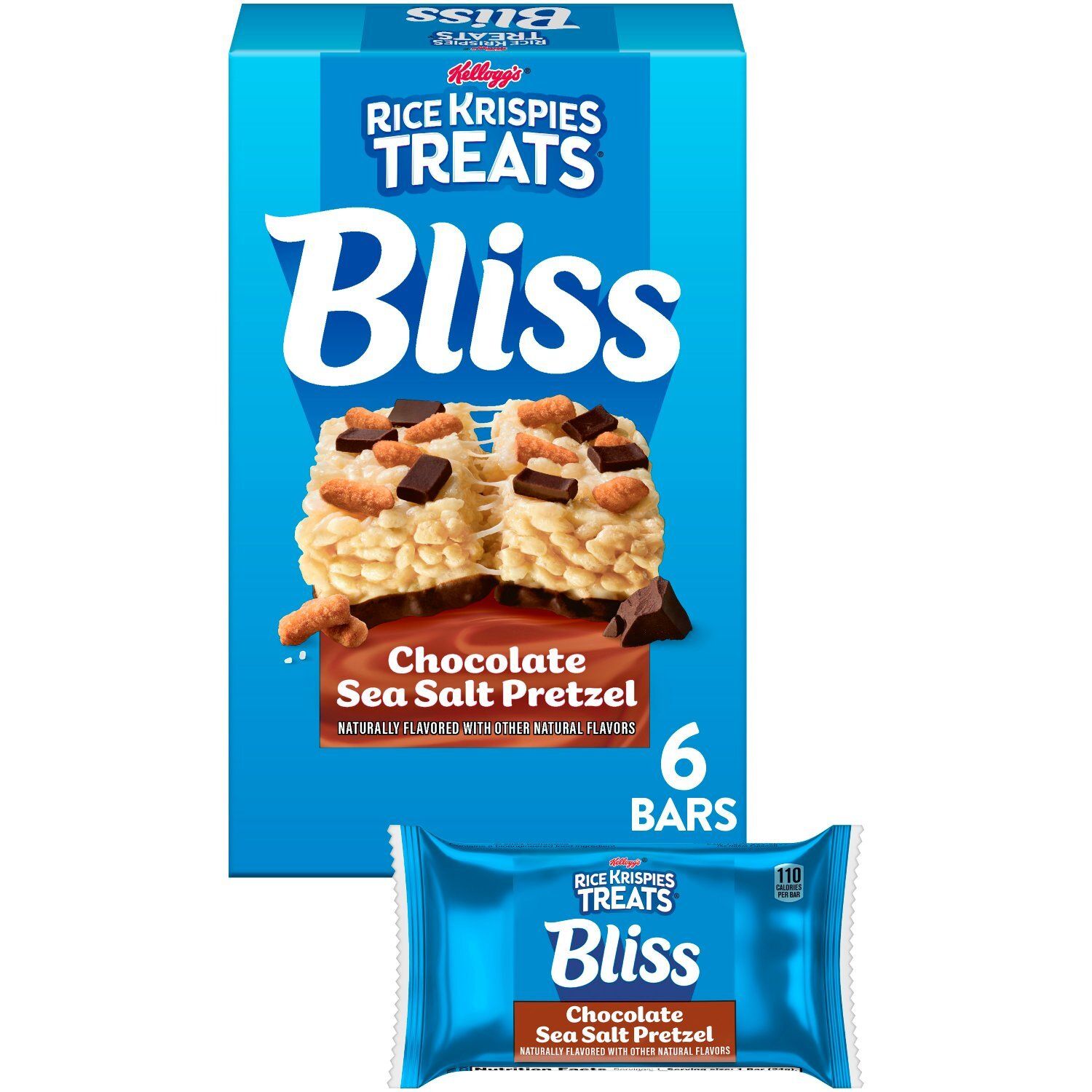 Kellogg's Rice Krispies Treats Bliss Chocolate Sea Salt Marshmallow Squares, 0.84 oz, 6 count