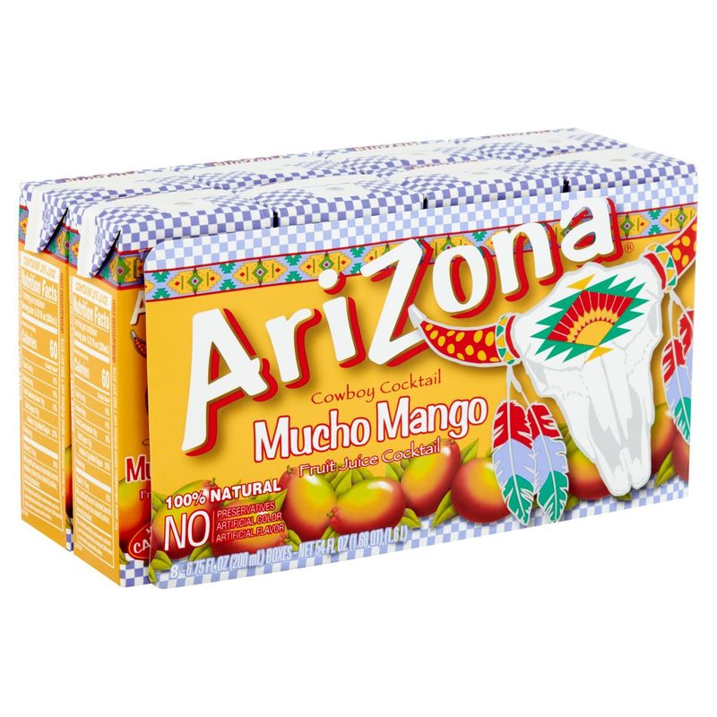 AriZona Mucho Mango Fruit Juice Cocktail, 6.75 fl oz, 8 count