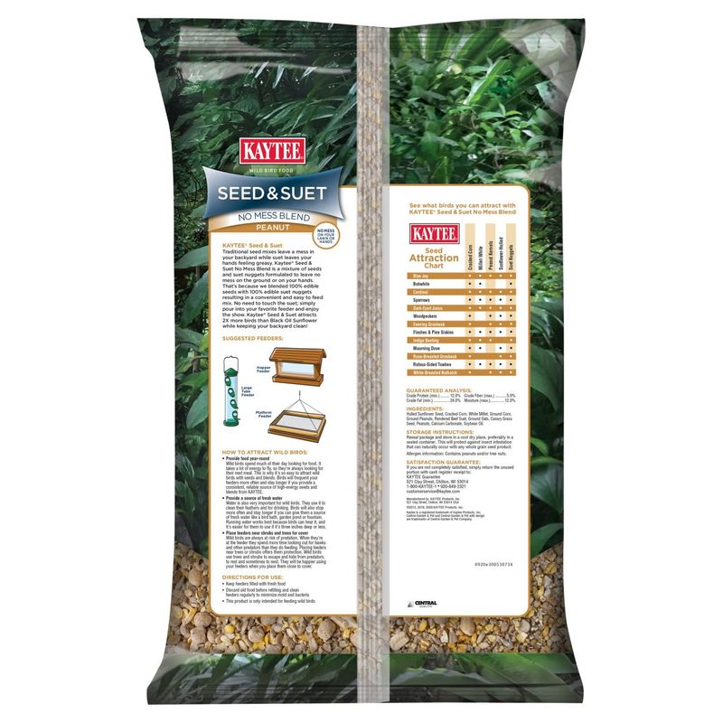 Kaytee Peanut Seed &amp; Suet Wild Bird Food, 10 lb