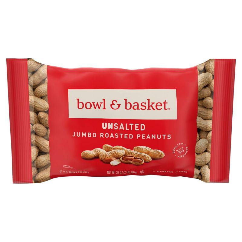 Bowl &amp; Basket Unsalted Jumbo Roasted Peanuts, 32 oz