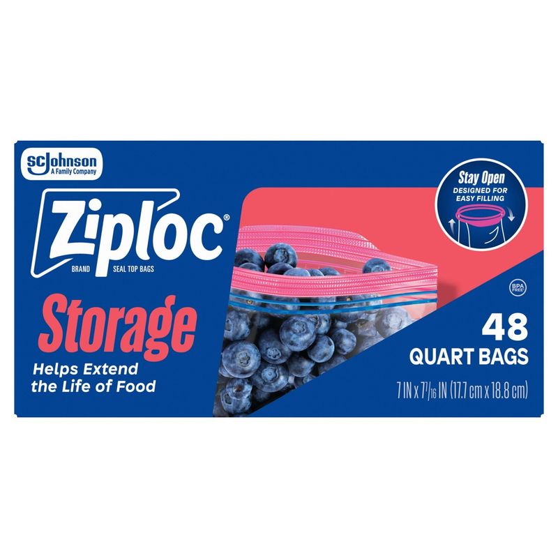 Ziploc Brand Storage Quart Seal Top Bags, 48 count