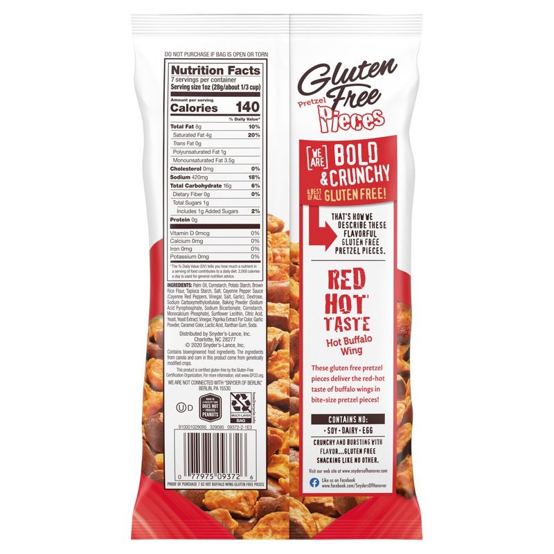 Snyder's of Hanover Gluten Free Hot Buffalo Wing Pretzel Pieces, 7 oz