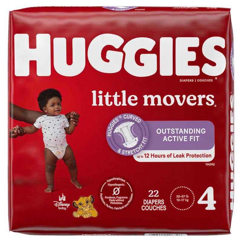 Huggies Little Movers Outstanding Active Fit Diapers, Size 4, 22-37 lb, 22 count