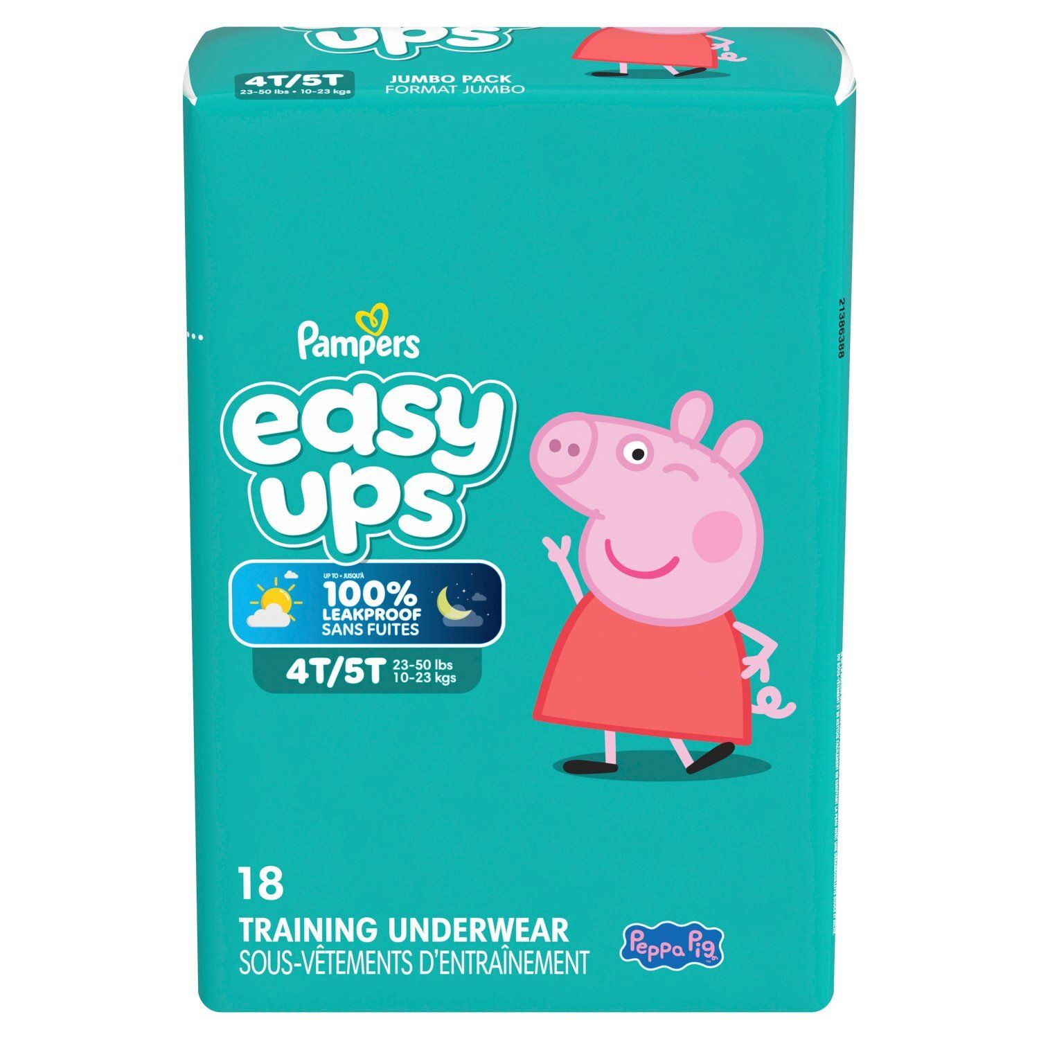 Pampers Easy Ups Peppa Pig Training Underwear Jumbo Pack, Size 4T/5T, 23-50 lbs, 18 count