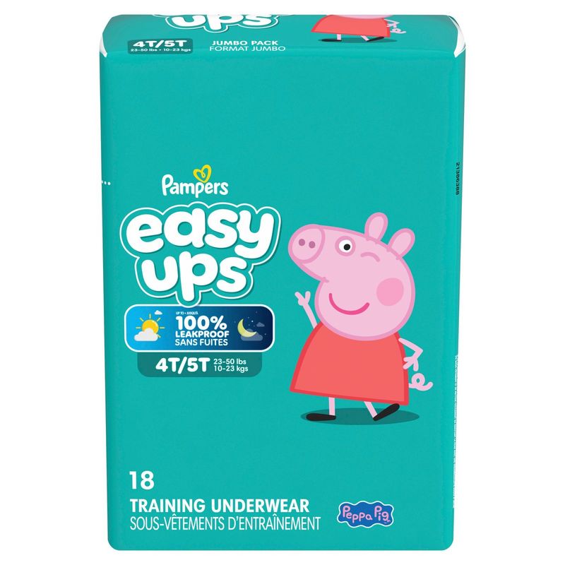 Pampers Easy Ups Peppa Pig Training Underwear Jumbo Pack, Size 4T/5T, 23-50 lbs, 18 count