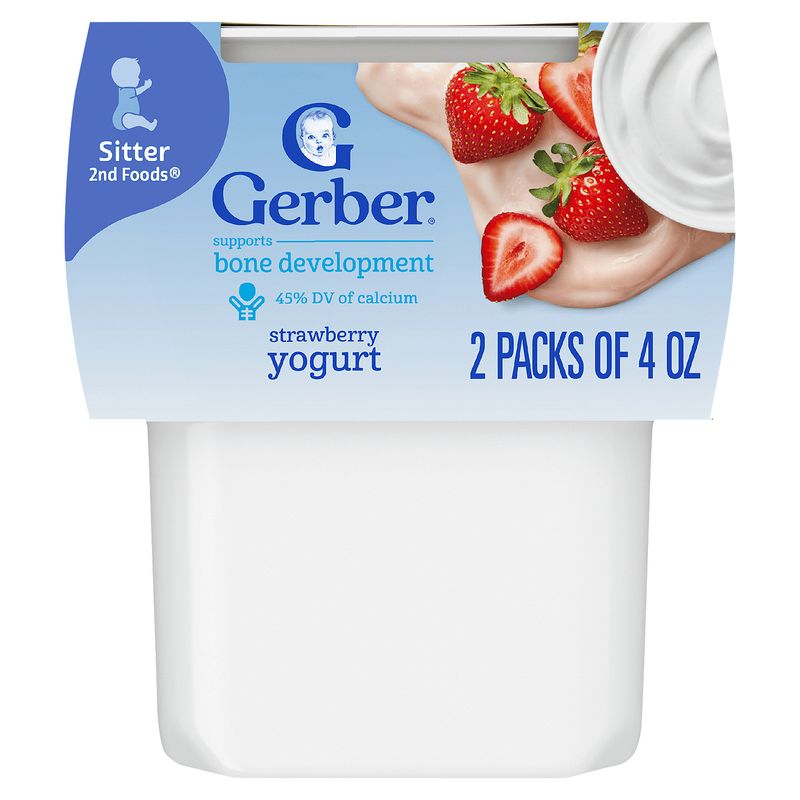 Gerber 2nd Foods Strawberry Yogurt Baby Food, Sitter, 4 oz, 2 count
