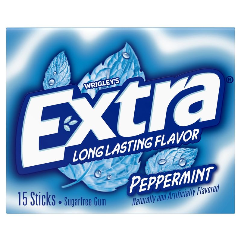 Wrigley's Extra Peppermint Long Lasting Flavor Sugarfree Gum Sticks, 15 count
