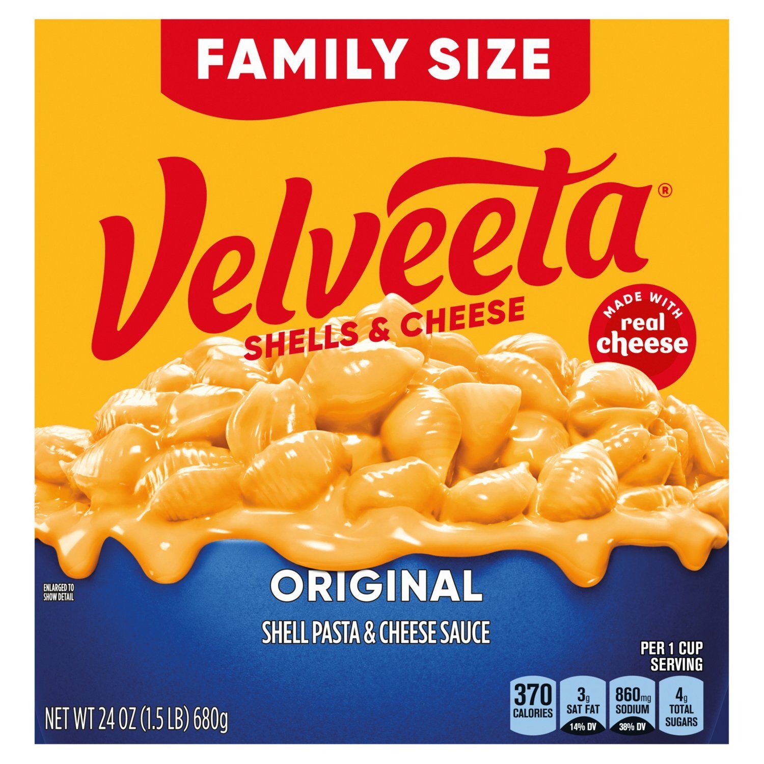 Velveeta Original Shell Pasta &amp; Cheese Sauce Family Size, 24 oz