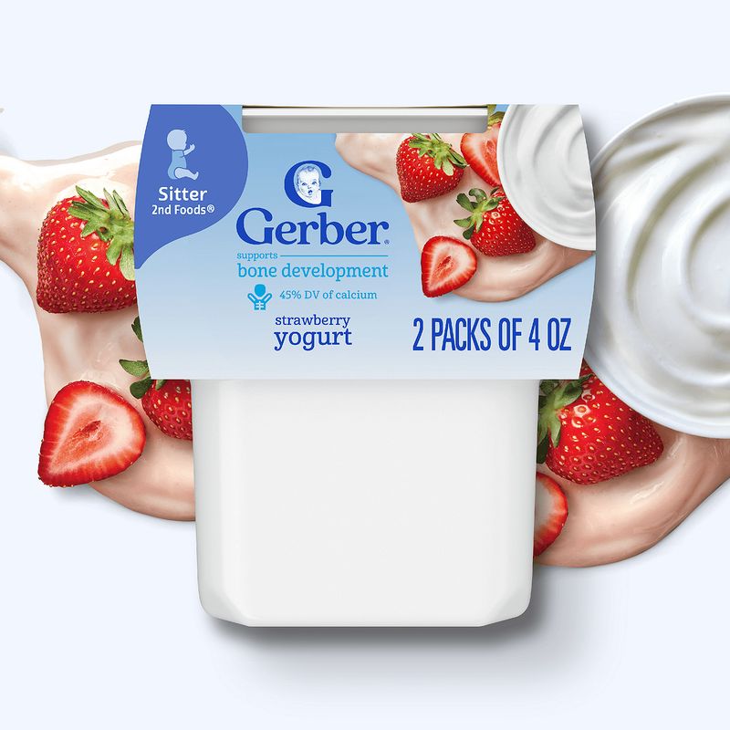 Gerber 2nd Foods Strawberry Yogurt Baby Food, Sitter, 4 oz, 2 count