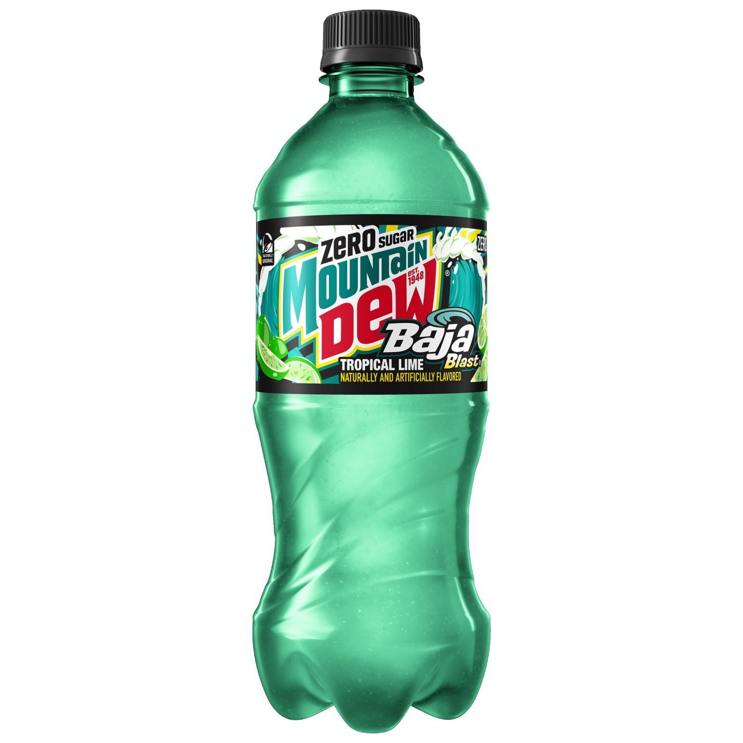 Mountain Dew Zero Sugar Baja Blast Soda Tropical Lime 20 Fl Oz