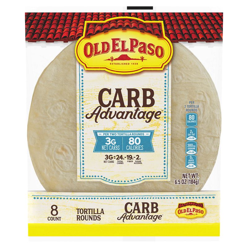 Old El Paso Carb Advantage Tortilla Rounds, 8 count, 6.5 oz