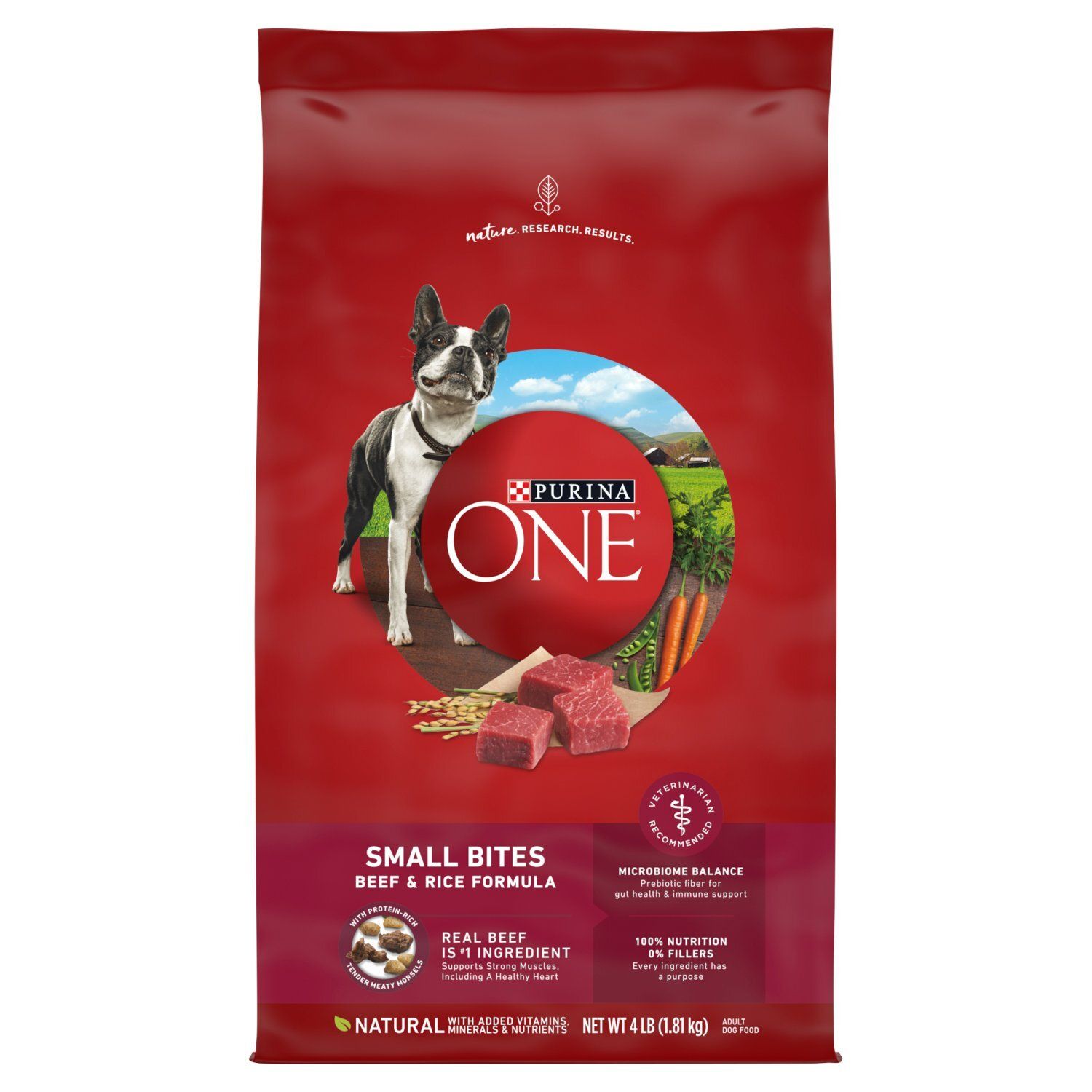 Purina ONE Small Bites Beef &amp; Rice Formula Adult Dog Food, 4 lb