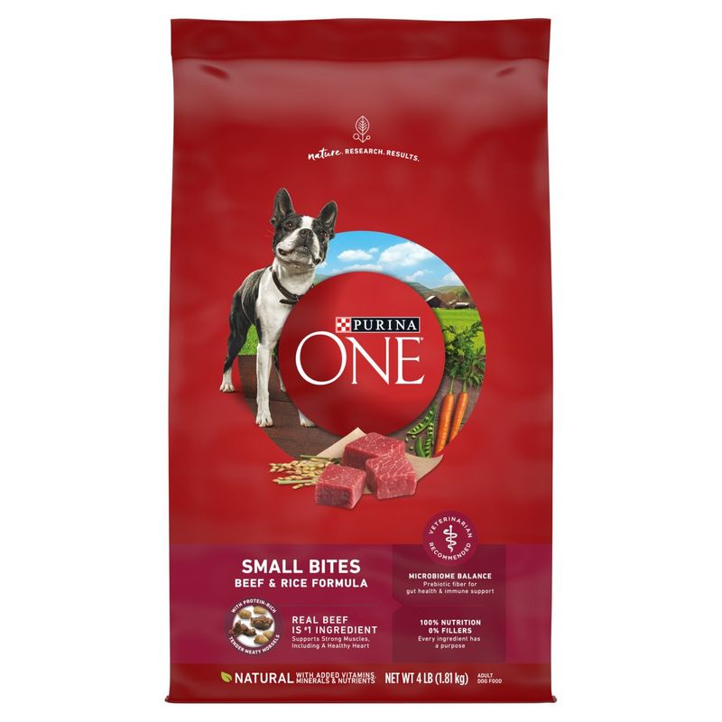Purina ONE Small Bites Beef &amp; Rice Formula Adult Dog Food, 4 lb