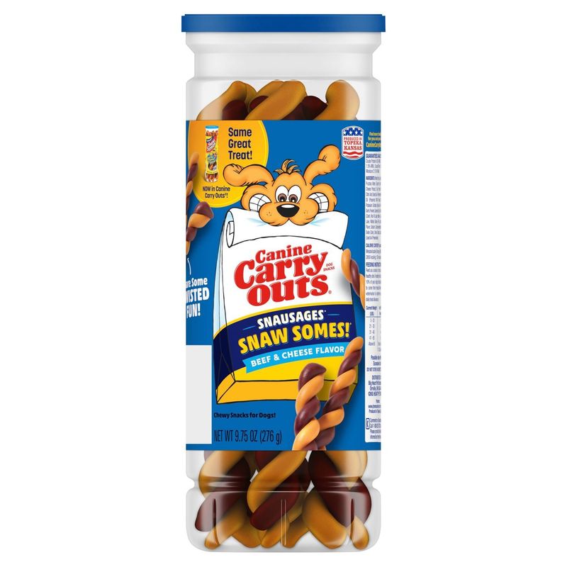 Canine Carry Outs Snausages Snaw Somes! Beef &amp; Cheese Flavor Dog Snacks, 9.75 oz