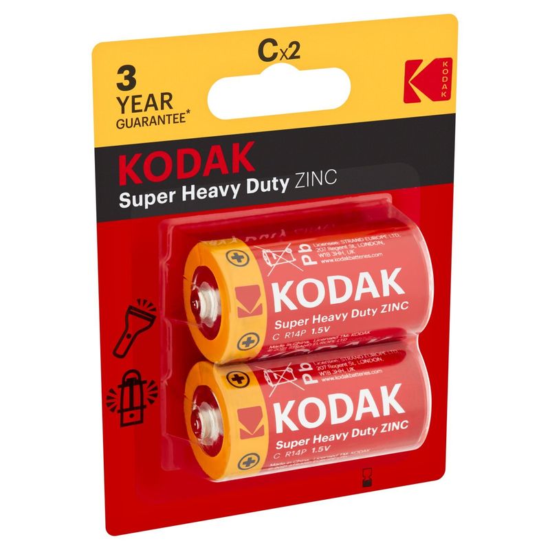 Kodak C 1.5V Super Heavy Duty Zinc Batteries, 2 count
