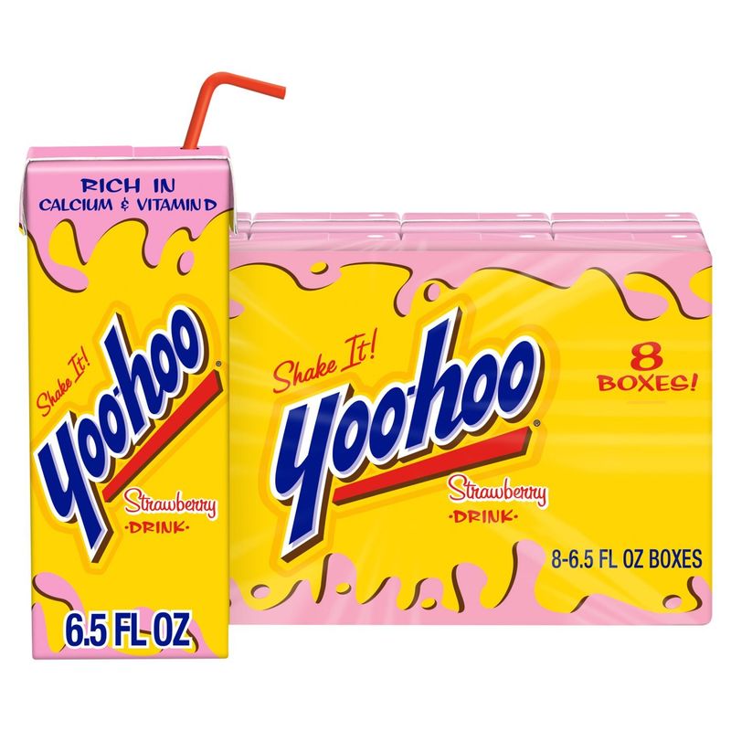 Yoo-Hoo Strawberry Drink, 6.6 fl oz, 8 count