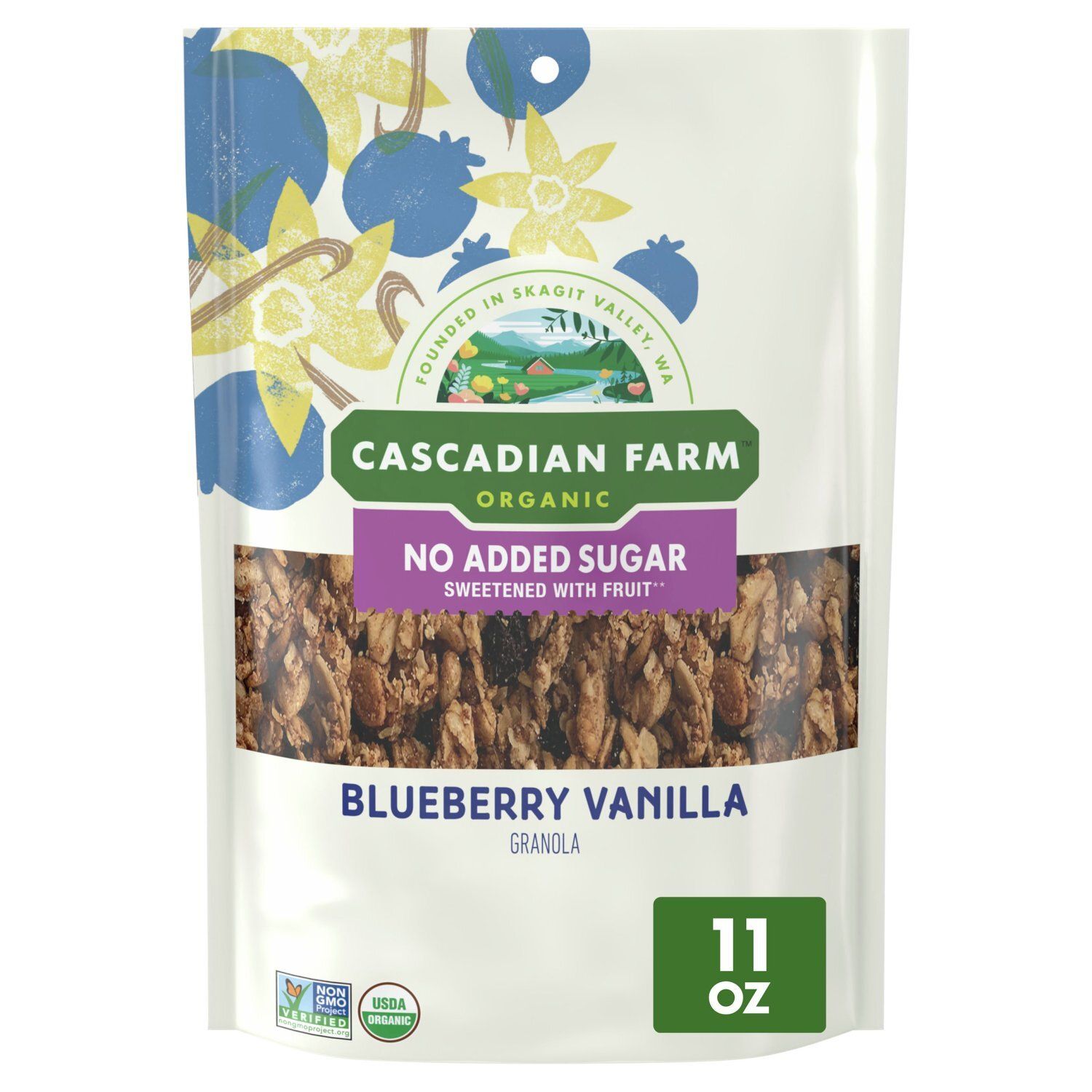 Cascadian Farm No Added Sugar Organic Blueberry Vanilla Granola, 11 oz