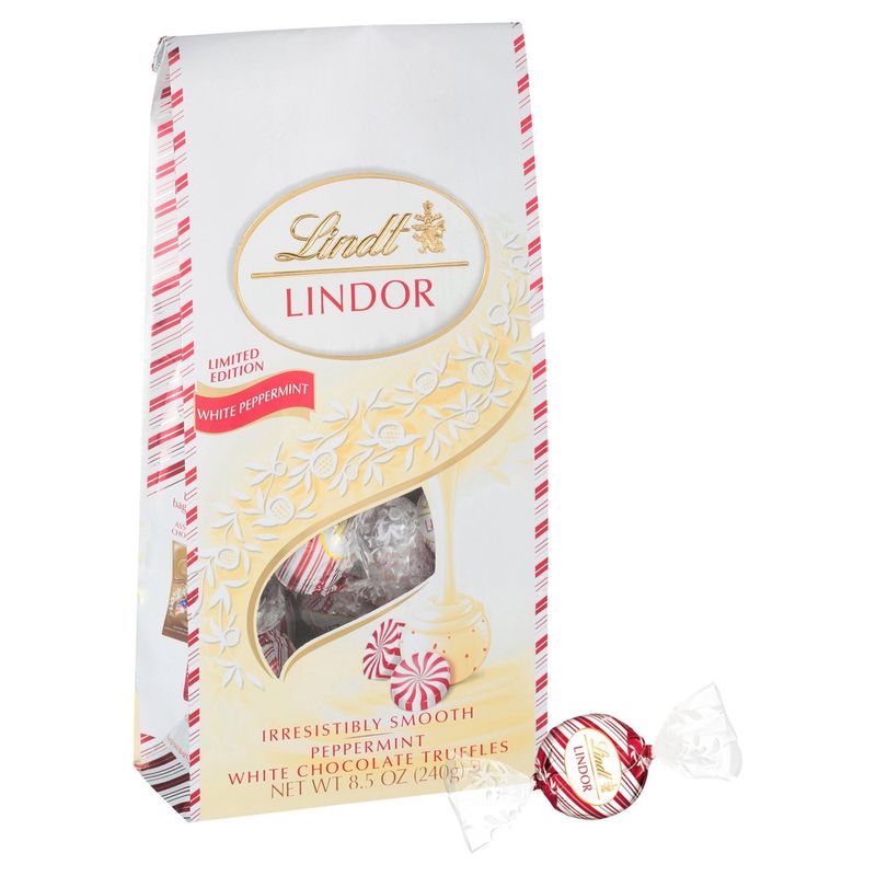 Lindt Lindor White Peppermint Chocolate Truffles Limited Edition, 8.5 oz
