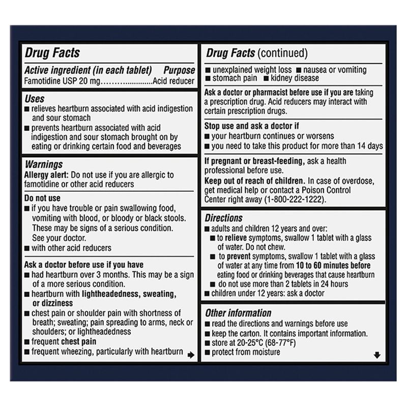 Zantac 360° Maximum Strength Famotidine Tablets, USP, 20 mg, 50 count
