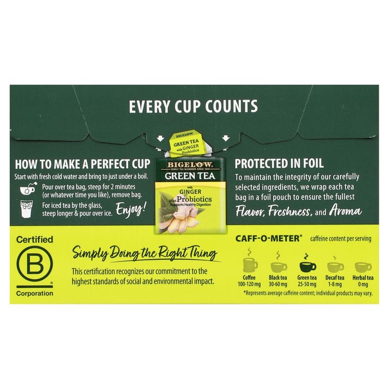Bigelow Green with Ginger Tea Bags, 18 count, .90 oz