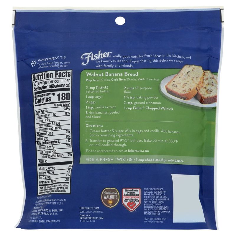 Fisher Chef's Naturals Chopped Walnuts, 10 oz