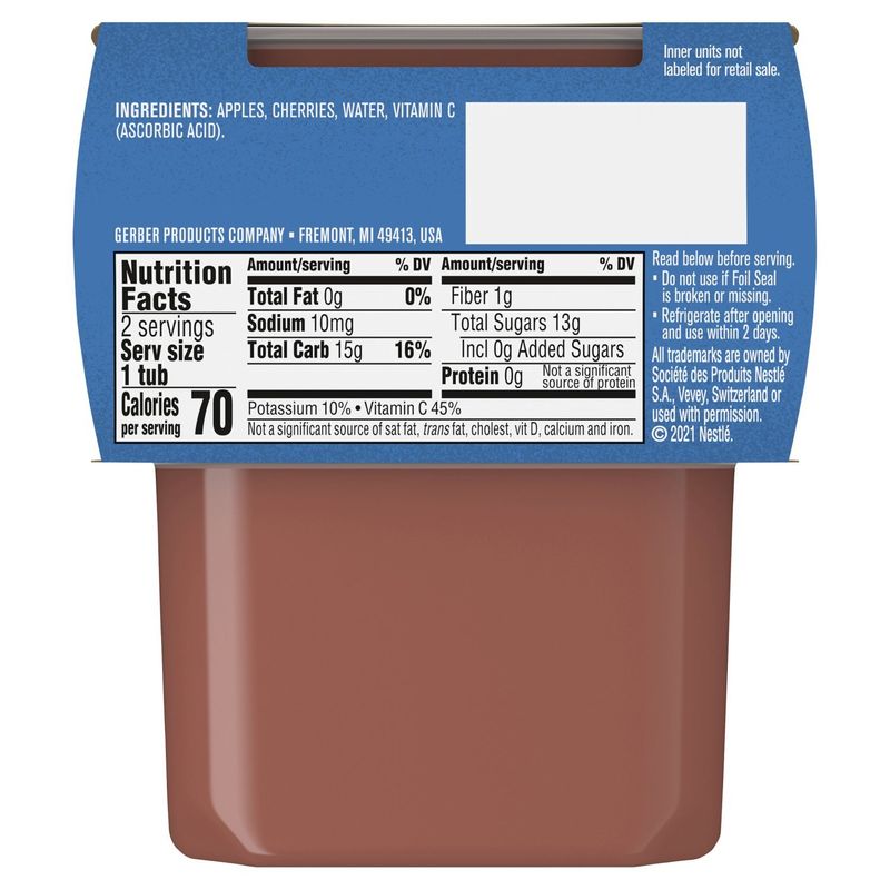 Gerber 2nd Foods Apple Cherry Baby Food, Sitter, 4 oz, 2 count