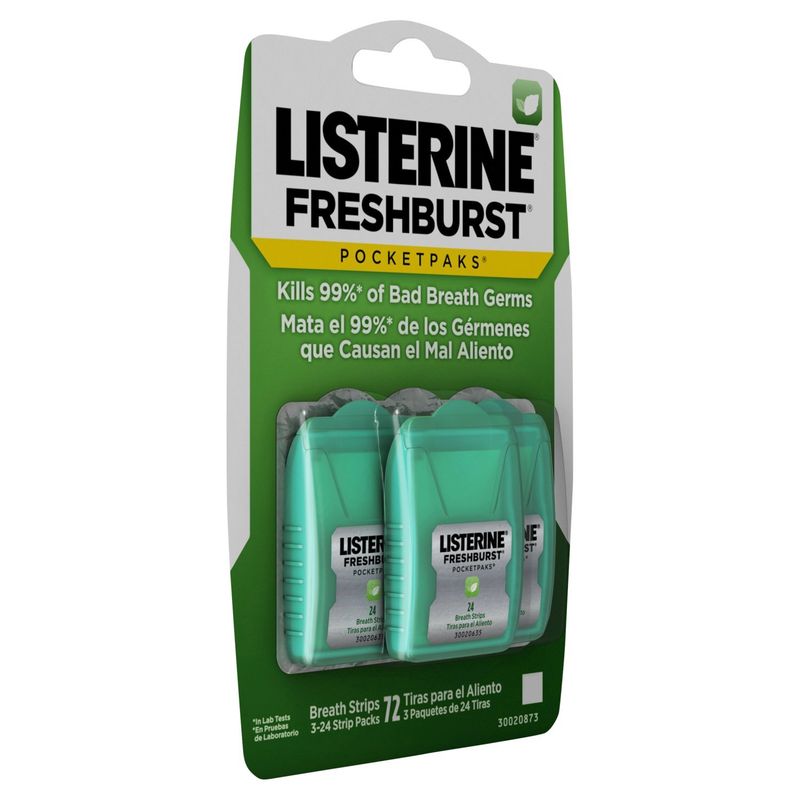 Listerine Pocketpaks Freshburst Breath Strips, 24 count, 3 pack