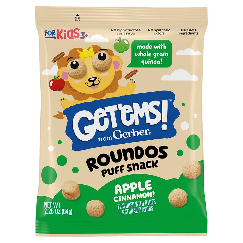 Gerber Get'ems! Apple Cinnamon! Roundos Puff Snack, 3+ years, 2.25 oz