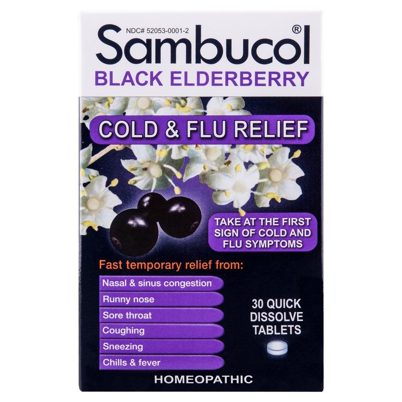 Sambucol Homeopathic Cold &amp; Flu Relief Tablets 30ct