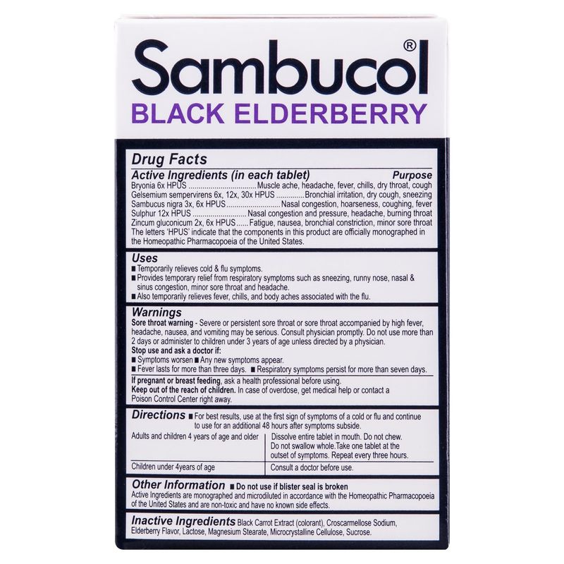 Sambucol Homeopathic Cold &amp; Flu Relief Tablets 30ct
