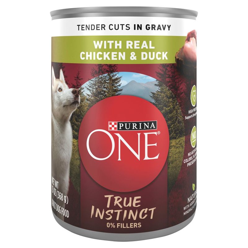 Purina ONE True Instinct Tender Cuts in Gravy with Real Chicken &amp; Duck Adult Dog Food, 13 oz