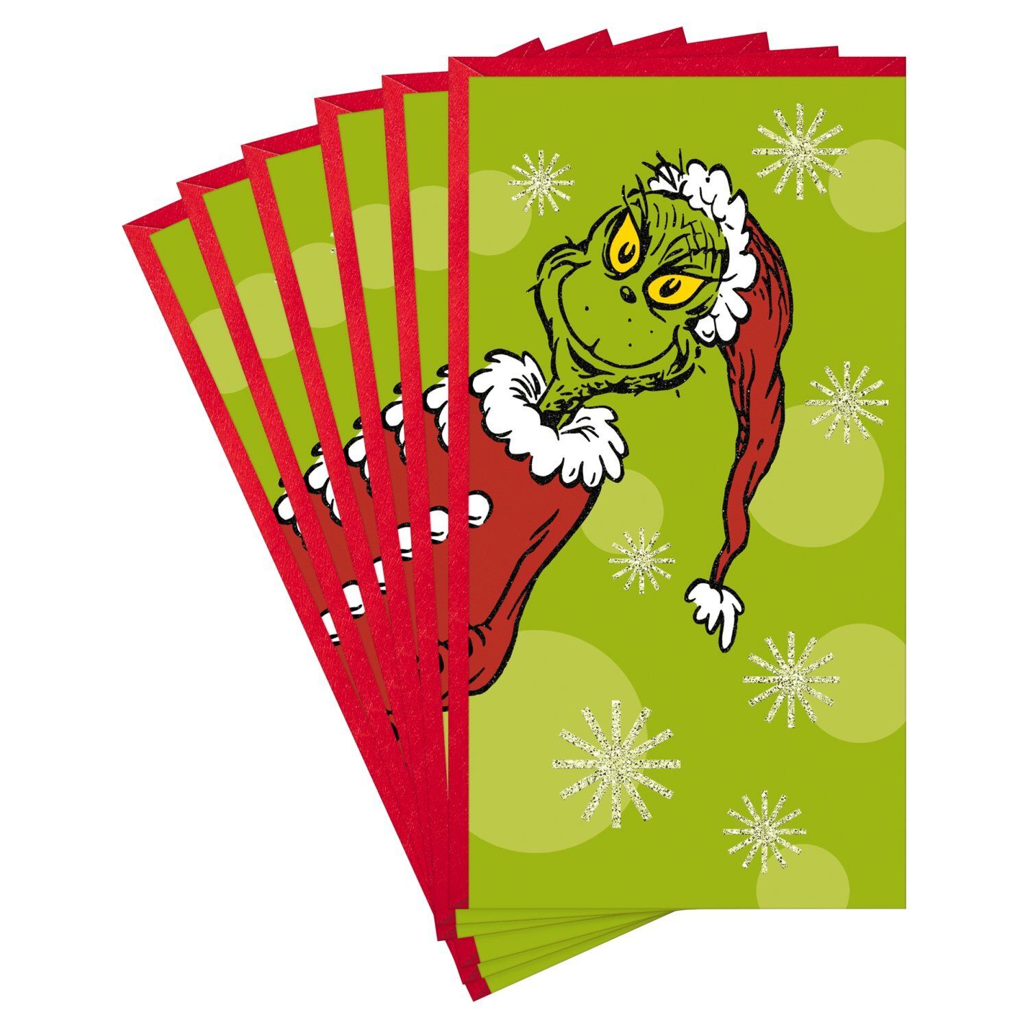 Hallmark Pack of Christmas Money or Gift Card Holders, The Grinch (6 Holiday Cards with Envelopes)