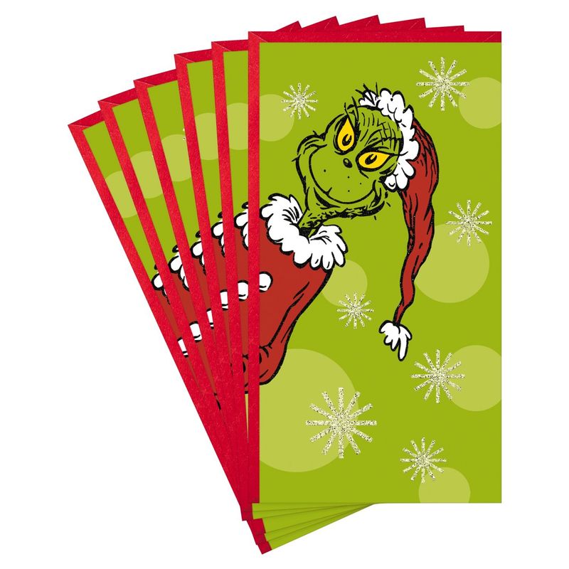 Hallmark Pack of Christmas Money or Gift Card Holders, The Grinch (6 Holiday Cards with Envelopes)