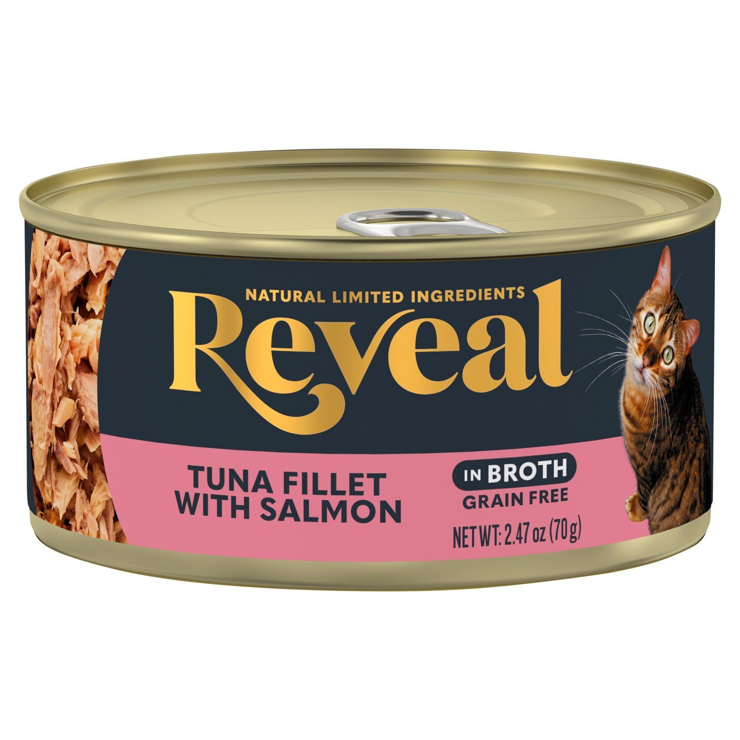 Reveal Grain Free Tuna Fillet with Salmon in Broth Cat Food Mixer, 2.47 oz