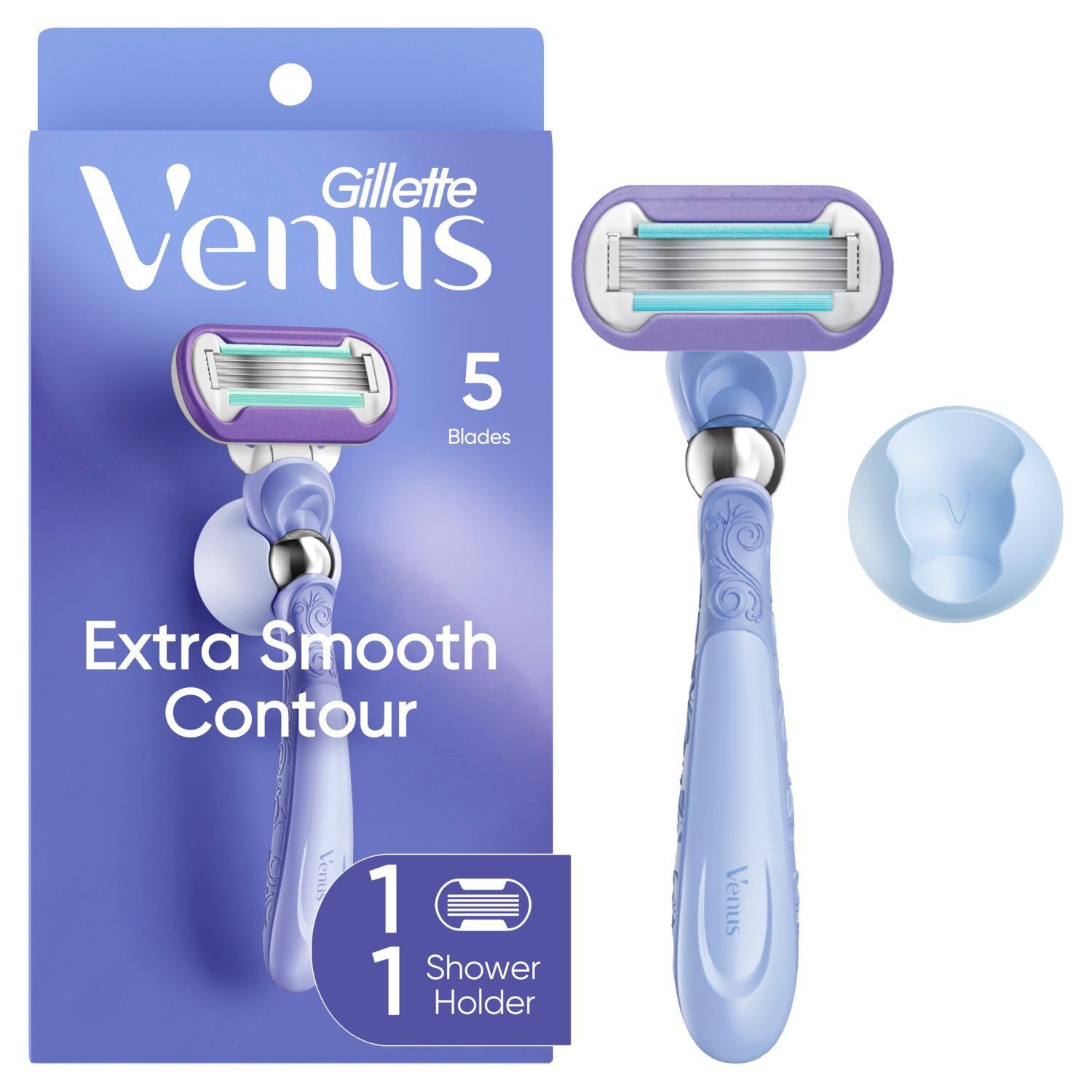 Gillette Venus Extra Smooth Contour Razor, Cartridge and Shower Holder