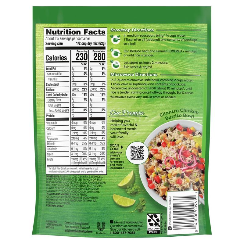 Knorr Rice Sides Cilantro Lime Rice, 5.5 oz
