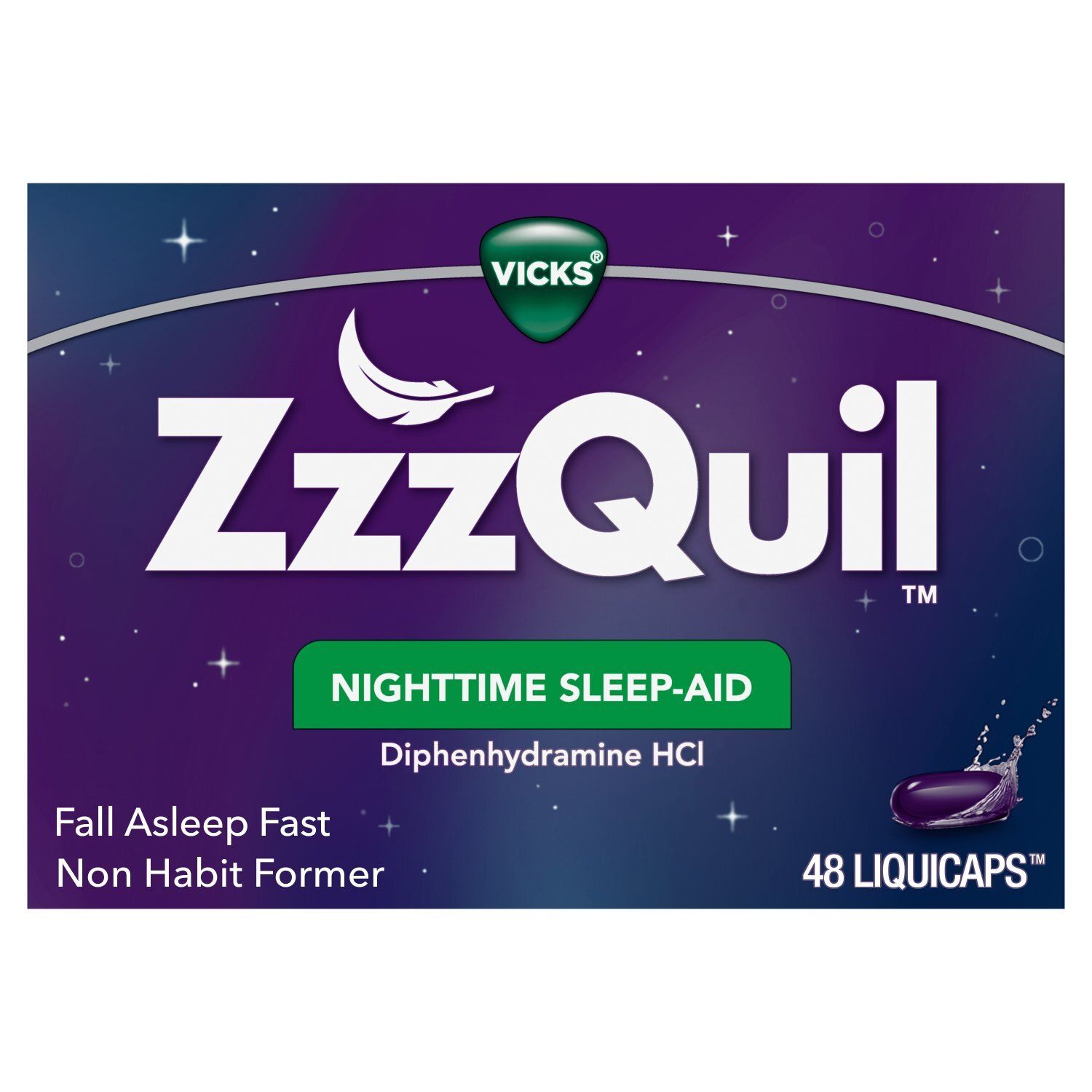 ZzzQuil LiquiCap Sleep Aid, Diphenhydramine 25mg HCl,  Sleep Aids for Adults, Nighttime Sleep Aid,