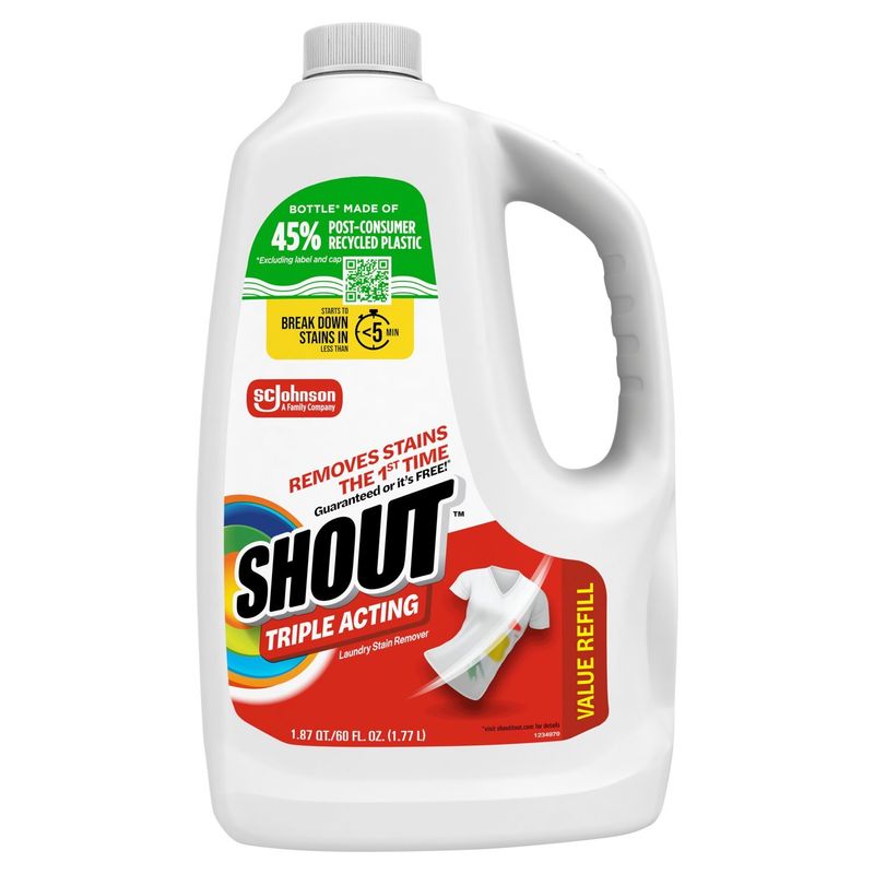 Shout Triple-Acting Laundry Stain Remover Value Refill, 60 fl oz