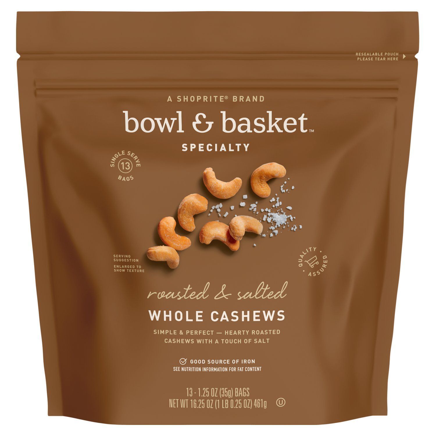 Bowl &amp; Basket Specialty Roasted &amp; Salted Whole Cashews, 1.25 oz, 13 count