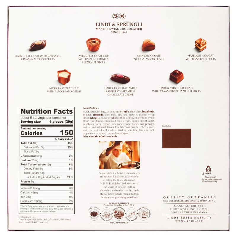 Lindt Assorted Mini Pralinés Exquisite Chocolates, 36 count, 6.2 oz
