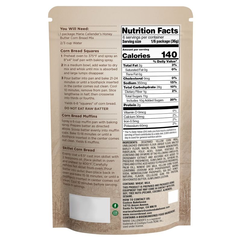 Marie Callender's Restaurant Style Honey Butter Corn Bread Mix, 7.75 oz