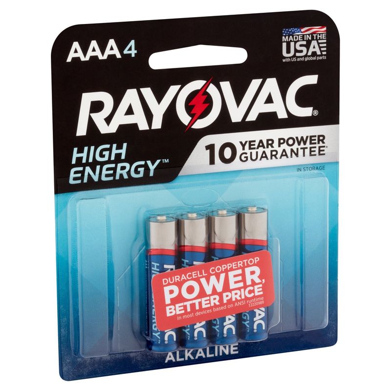 Rayovac High Energy AAA 1.5V Alkaline Batteries, 4 count