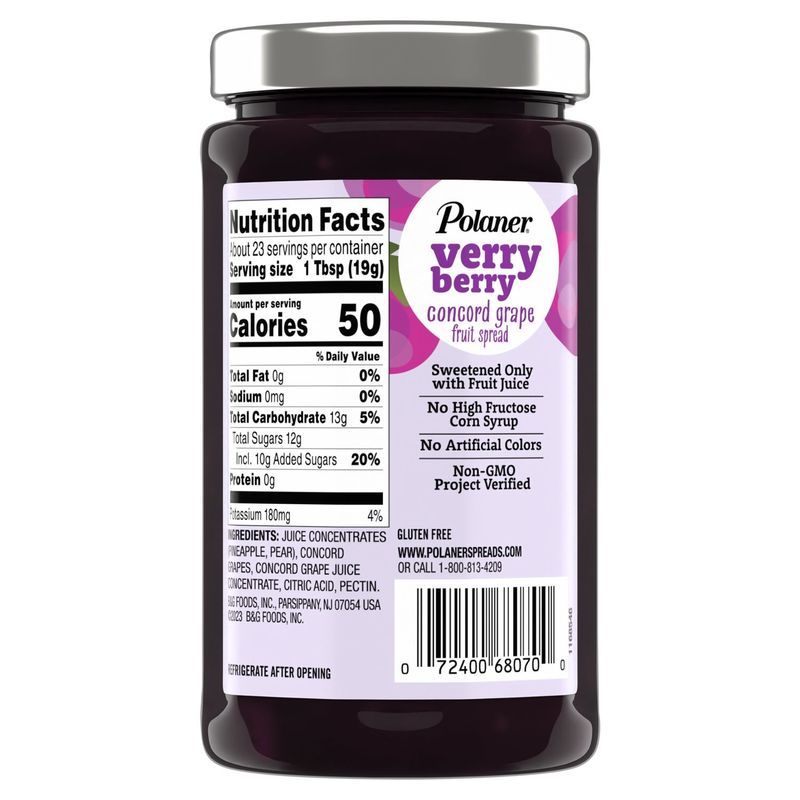 Polaner Verry Berry Concord Grape Fruit Spread, 15.5 oz