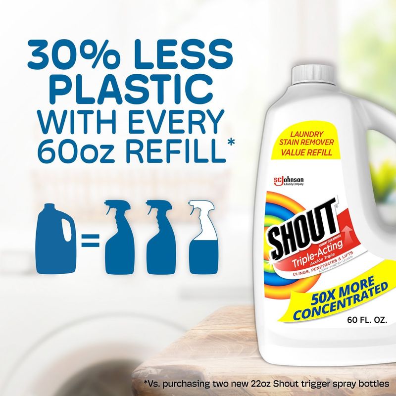 Shout Triple-Acting Laundry Stain Remover Value Refill, 60 fl oz