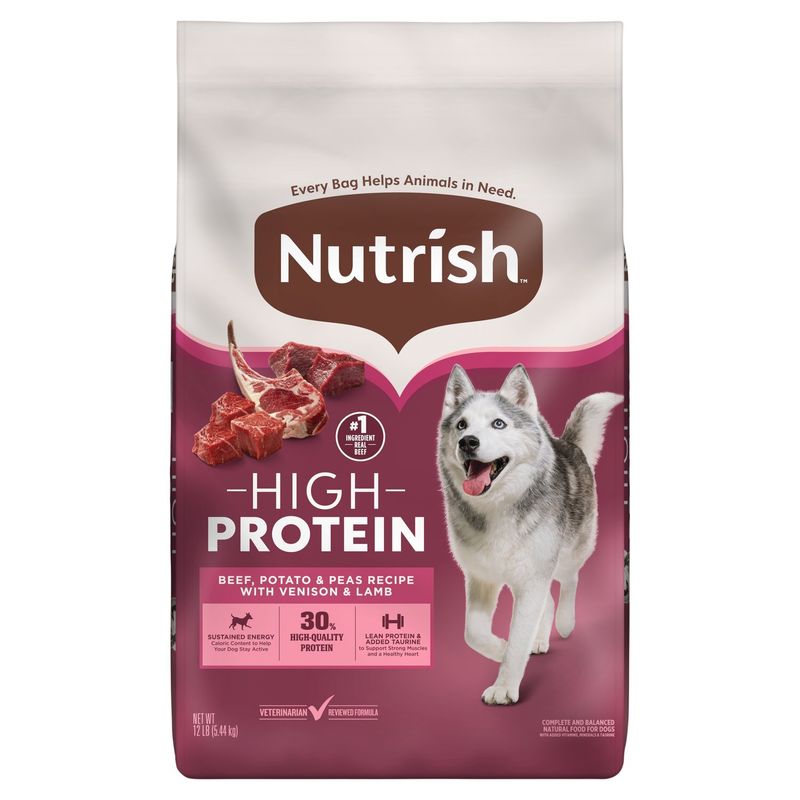 Nutrish High Protein Complete and Balanced Natural Food for Adult Dogs, 12 lb