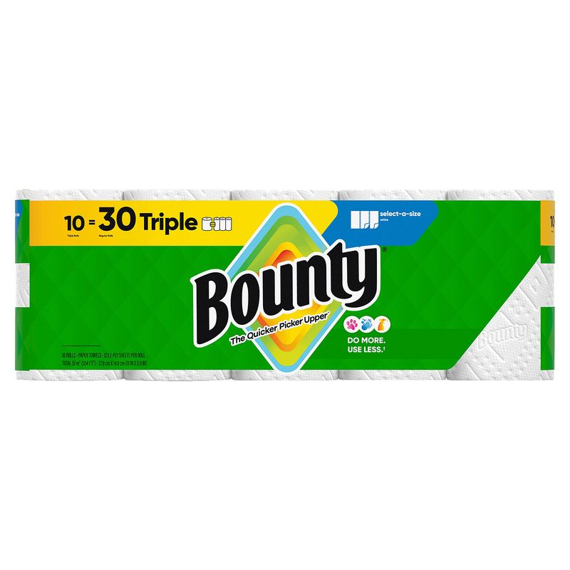 Bounty Triple Paper Towel Rolls, 10 count