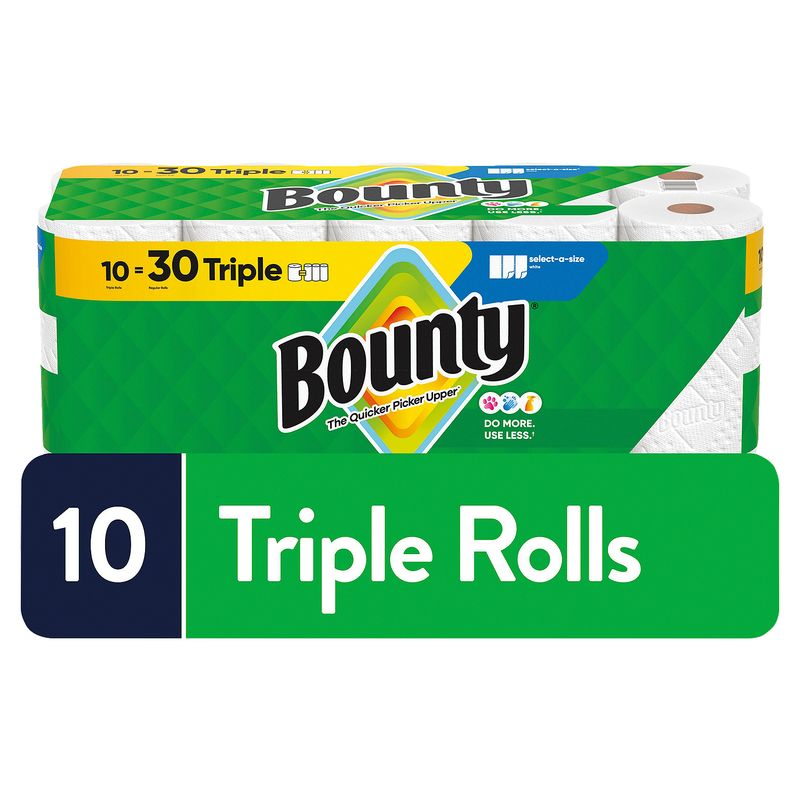 Bounty Triple Paper Towel Rolls, 10 count